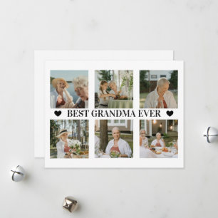 Best Grandma Ever Photo Collage – Gift with Hearts Holiday Card