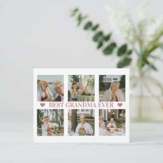 Best Grandma Ever Photo Collage – Gift with Hearts Holiday Card