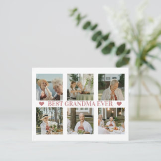 Best Grandma Ever Photo Collage – Gift with Hearts Holiday Postcard