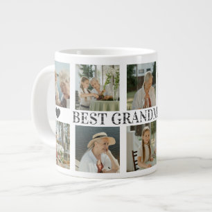 Best Grandma Ever Photo Collage – Gift with Hearts Large Coffee Mug