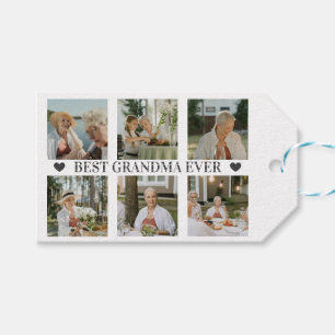 Best Grandma Ever Photo Collage – Gift with Hearts Tags