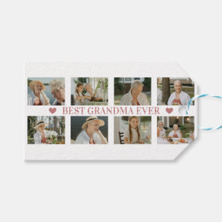 Best Grandma Ever Photo Collage – Gift with Hearts Tags