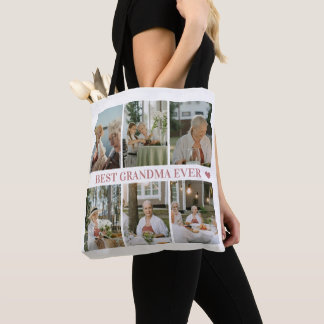 Best Grandma Ever Photo Collage – Gift with Hearts Tote Bag