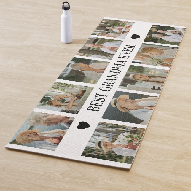 Best Grandma Ever Photo Collage – Gift with Hearts Yoga Mat (In Situ)