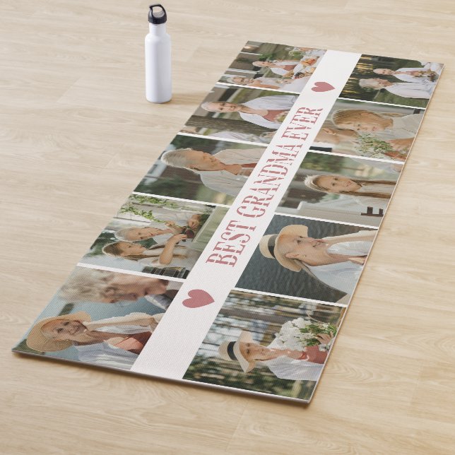 Best Grandma Ever Photo Collage – Gift with Hearts Yoga Mat (In Situ)