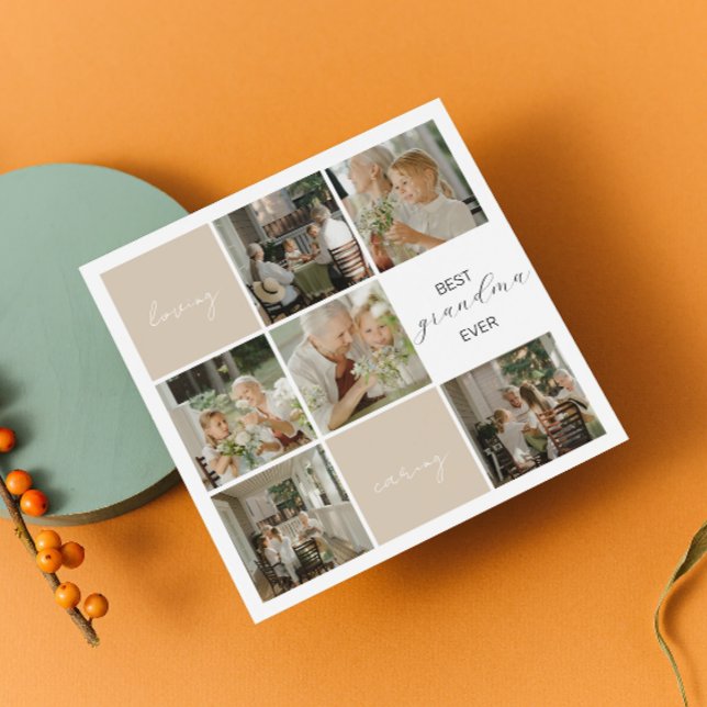 Best Grandma Ever | Photo Collage | Mocha Holiday Card (Creator Uploaded)