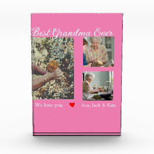 Best Grandma ever photo collage we love you name Block