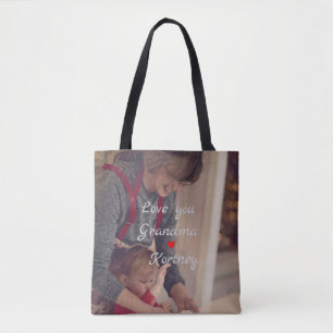 Best Grandma ever photo collage we love you name Tote Bag