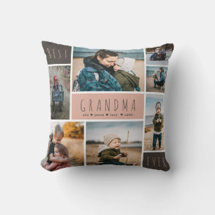 Best Grandma Ever Photo Grid Collage Granny Gift Cushion