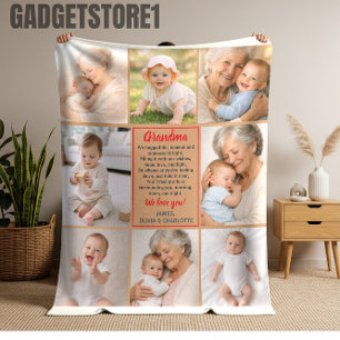 Best Grandma Ever Photo   Personalized Grandparent Fleece Blanket