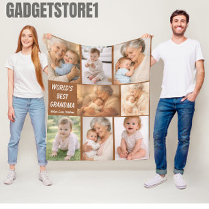 Best Grandma Ever Photo Personalized Grandparent Fleece Blanket