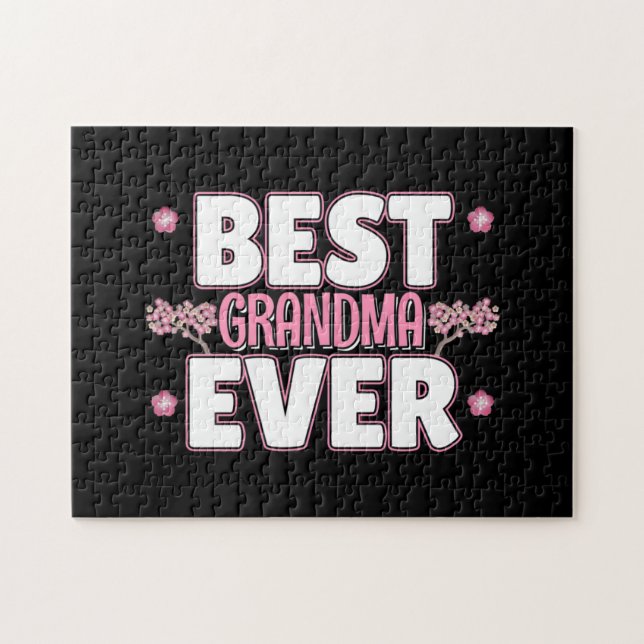 Best Grandma Ever - Pink Cherry Blossoms Jigsaw Puzzle (Horizontal)