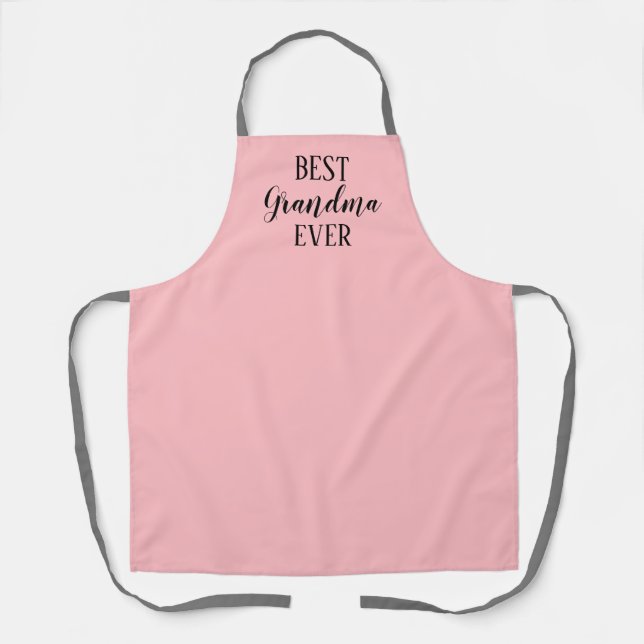 Best Grandma Ever Pink Grey Script Grandmother Apron (Front)