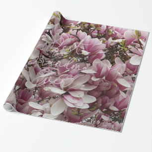 Best Grandma Ever Pink Magnolia Flowers Floral Wrapping Paper