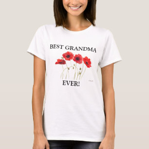 Best Grandma Ever Poppies watercolor red T-Shirt
