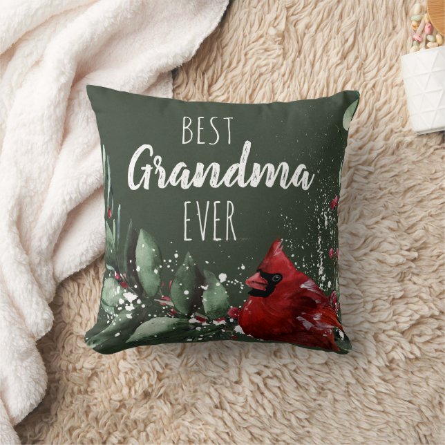 Best Grandma Ever Pretty Red Cardinal Photo Xmas Cushion (Blanket)