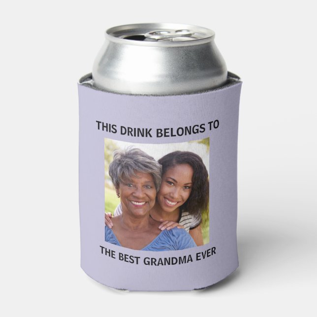 Best  Grandma Ever Purple Photo Can Cooler (Can Front)
