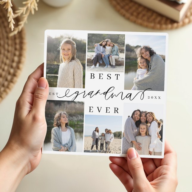 Best Grandma Ever Script Photo Collage Keepsake Plaque (Best Grandma Ever Script Photo Collage Keepsake Plaque)