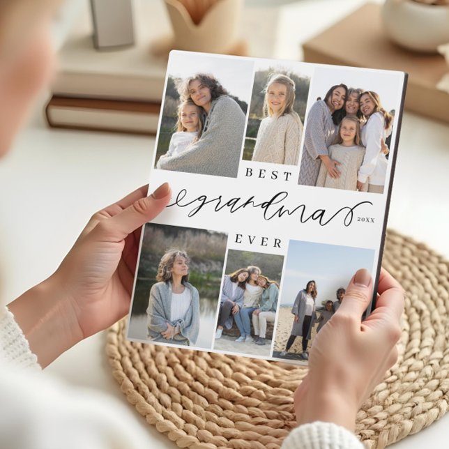 Best Grandma Ever Script Photo Collage Keepsake Plaque (Best Grandma Ever Script Photo Collage Keepsake Plaque)