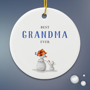 Best Grandma Ever Snowman  Ceramic Tree Decoration