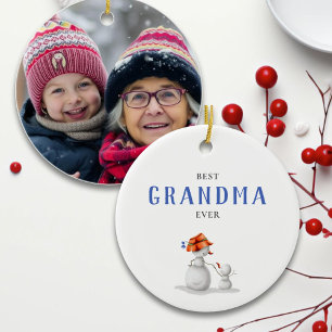 Best Grandma Ever Snowman Photo Ceramic Tree Decoration