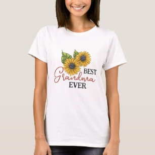 Best Grandma Ever Sunflower Floral Personalised T-Shirt