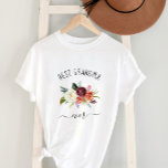 Best Grandma Ever | Trendy Burgundy Boho Floral T-Shirt<br><div class="desc">This trendy and stylish shirt says "best grandma ever" in rustic,  handwritten script and features a watercolor bouquet of boho flowers in shades of marsala,  orange,  and white for a gift your grandmother will love.</div>