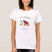Best Grandma Ever | Trendy Burgundy Boho Floral T-Shirt (Front)