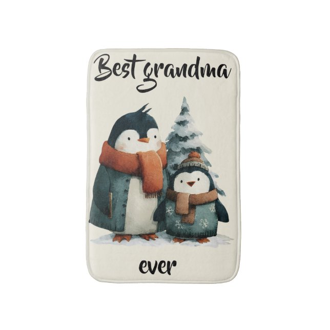 Best Grandma Ever Winter Penguins Bath Mat (Front Vertical)