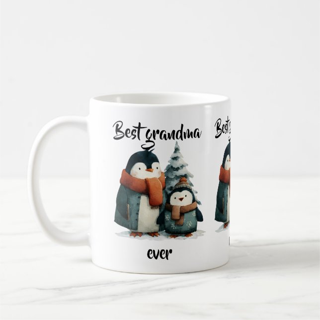 Best Grandma Ever Winter Penguins Coffee Mug (Left)