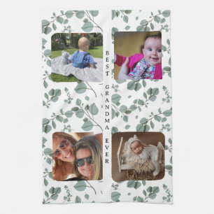 Best Grandma Ever with Your 4-Images Tea Towel