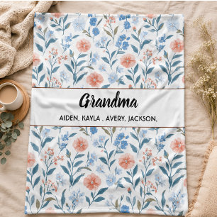 Best Grandma flower Ever   Happy Grandparents day Fleece Blanket