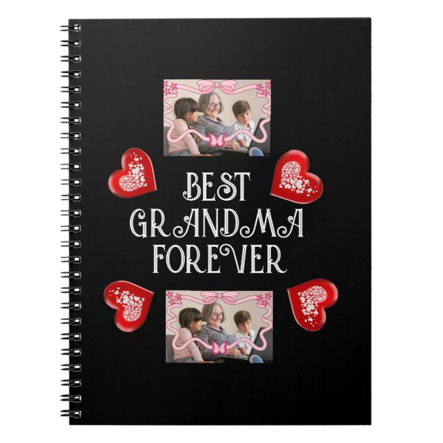  BEST GRANDMA FOREVER 2 PHOTOS SIMPLE BLACK  NOTEBOOK (Front)