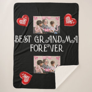 BEST GRANDMA FOREVER WITH GRANDKIDS PHOTOS SHERPA BLANKET