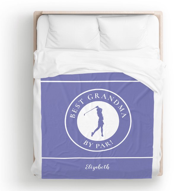 Best Grandma Golfer Monogram Pro Periwinkle Blue Fleece Blanket (Best Grandma Golfer Monogrammed Pro Blue Fleece Blanket)