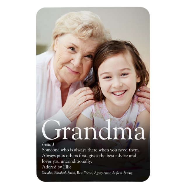 Best Grandma, Grandmother Definition Photo Magnet (Vertical)