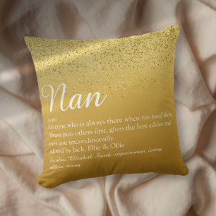 Best Grandma, Grandmother Definition Script Gold Cushion