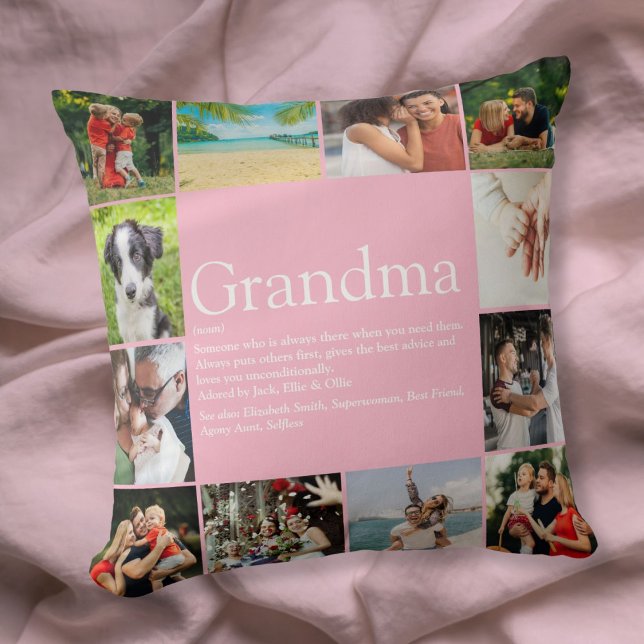 Best Grandma, Granny Definition 12 Photo Collage Cushion (Best Grandma Granny Definition 12 Photo Collage Throw Pillow)