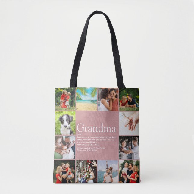 Best Grandma Granny Definition 12 Photo Collage Tote Bag (Front)