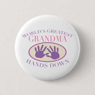 Best Grandma Hands Down T-shirt 6 Cm Round Badge