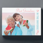 Best Grandma in the Universe Photo Plaque<br><div class="desc">Personalise this pretty photo gift for your grandma (nana, nonna etc). The template is set up ready for you to add your own photo and edit the sample wording if you wish. Sample text currently reads "Best Grandma in the universe". The design has a pretty and feminine colour palette of...</div>