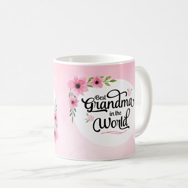 Best Grandma in the World Flower Mug (Front Right)