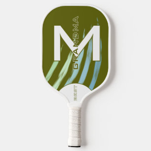 Best Grandma, Monogramed initials, Light Olive  Pickleball Paddle