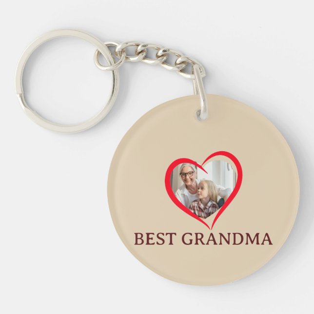 Best Grandma Personalized Acrylic Keychain Gift (Front)