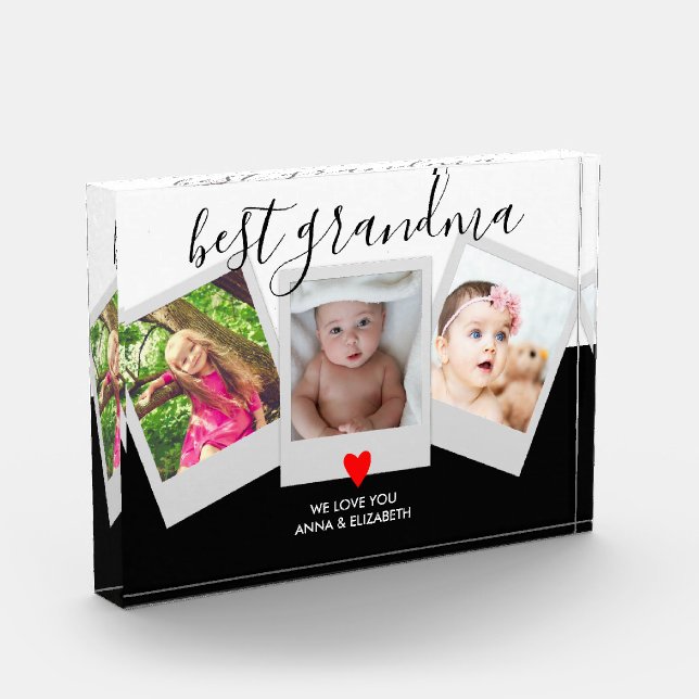 Best Grandma Photo Collage Personalised Script  Block (Left)