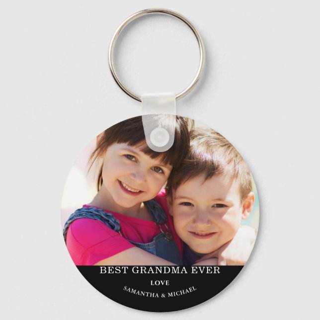 Best Grandma Photo Name Keychain (Front)