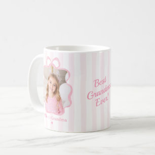 Best Grandma Photo Pink Bow Mug