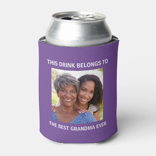 Best Grandma Photo Purple Can Cooler (Can Front)