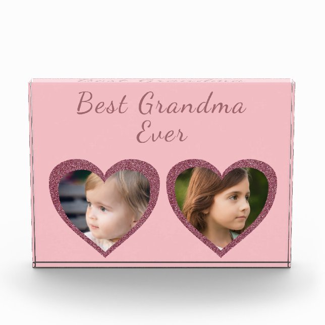 Best Grandma Pink Hearts Custom Kids Photo (Front)