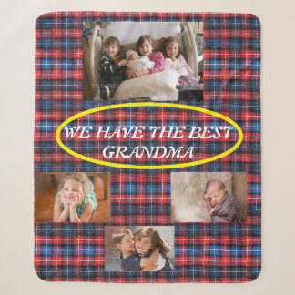 Best Grandma Red Blue Black Plaid 4 photos Sherpa Blanket